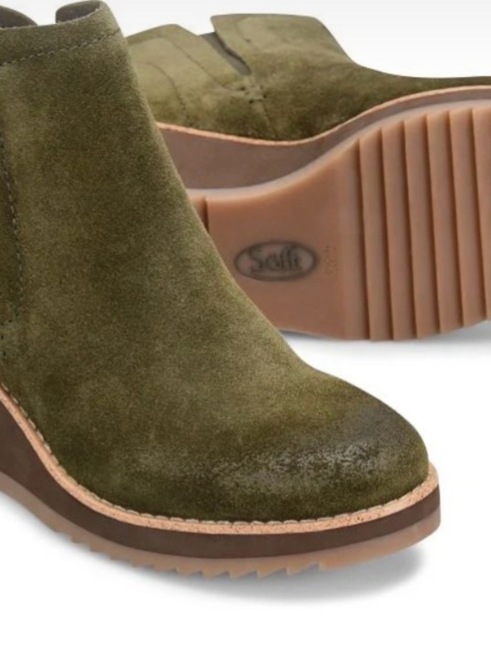 Womens Sofft Emeree Short Boots size 8 fern green leather suede waterproof